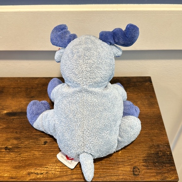 TY Pluffies Blue Moose BLOOSE Lovey Plush Beanie 2006 Plastic Eyes TyLux No Tag - Picture 2 of 5